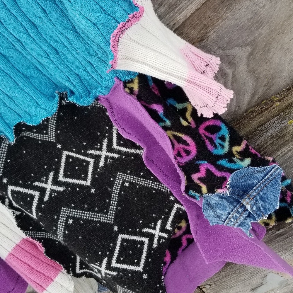 Boho Patchwork Sweater Funky Boho Upcycled - image 4